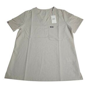 NWT Figs Scrub Top Womens M Catarina One-Pocket Tan Technical Collection